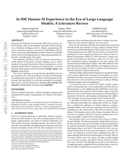 In-IDE Human-AI Experience in the Era of Large Language Models; A
  Literature Review