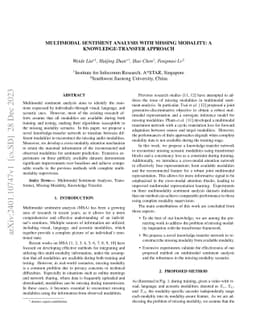 Multimodal Sentiment Analysis with Missing Modality: A Knowledge-Transfer Approach