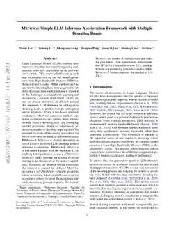 Medusa: Simple LLM Inference Acceleration Framework with Multiple
  Decoding Heads