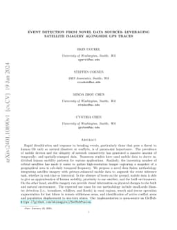 Event detection from novel data sources: Leveraging satellite imagery
  alongside GPS traces
