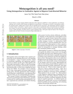 Metacognition is all you need? Using Introspection in Generative Agents
  to Improve Goal-directed Behavior
