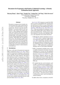 Document Set Expansion with Positive-Unlabeled Learning: A Density
  Estimation-based Approach