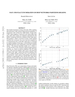 Fast and Exact Enumeration of Deep Networks Partitions Regions