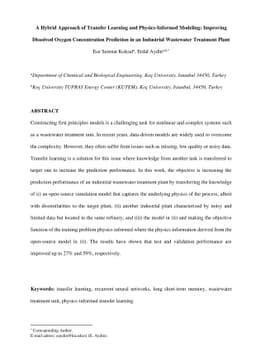 A Hybrid Approach of Transfer Learning and Physics-Informed Modeling:
  Improving Dissolved Oxygen Concentration Prediction in an Industrial
  Wastewater Treatment Plant