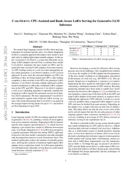 CaraServe: CPU-Assisted and Rank-Aware LoRA Serving for Generative LLM
  Inference