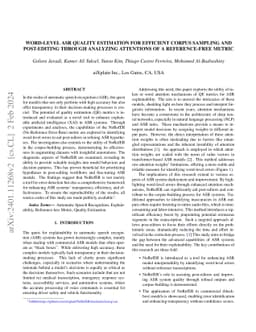 Word-Level ASR Quality Estimation for Efficient Corpus Sampling and
  Post-Editing through Analyzing Attentions of a Reference-Free Metric