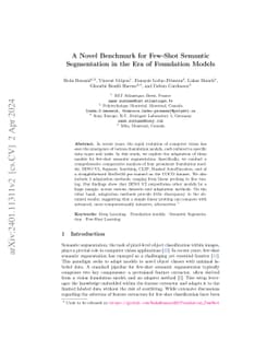A Novel Benchmark for Few-Shot Semantic Segmentation in the Era of
  Foundation Models