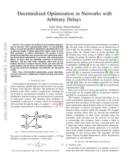Decentralized Optimization in Networks with Arbitrary Delays