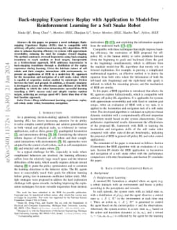 Back-stepping Experience Replay with Application to Model-free
  Reinforcement Learning for a Soft Snake Robot