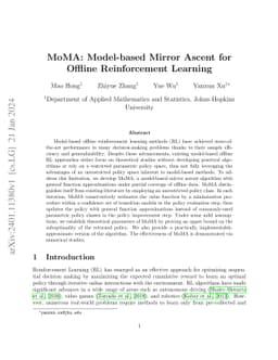 MoMA: Model-based Mirror Ascent for Offline Reinforcement Learning