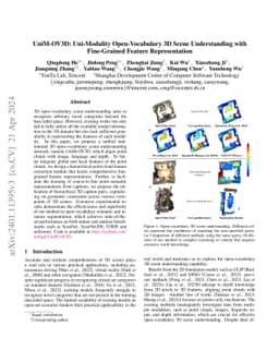 UniM-OV3D: Uni-Modality Open-Vocabulary 3D Scene Understanding with
  Fine-Grained Feature Representation