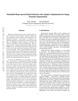Embedded Hyperspectral Band Selection with Adaptive Optimization for
  Image Semantic Segmentation