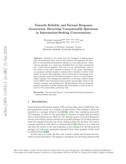 Towards Reliable and Factual Response Generation: Detecting Unanswerable
  Questions in Information-Seeking Conversations
