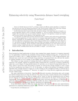 Enhancing selectivity using Wasserstein distance based reweighing