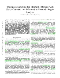 Thompson Sampling for Stochastic Bandits with Noisy Contexts: An
  Information-Theoretic Regret Analysis