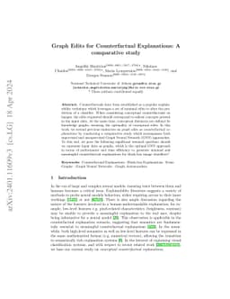 Graph Edits for Counterfactual Explanations: A comparative study
