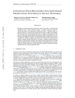 Continuous Field Reconstruction from Sparse Observations with Implicit
  Neural Networks