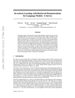 In-context Learning with Retrieved Demonstrations for Language Models: A
  Survey