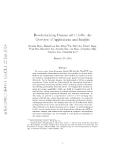 Revolutionizing Finance with LLMs: An Overview of Applications and
  Insights