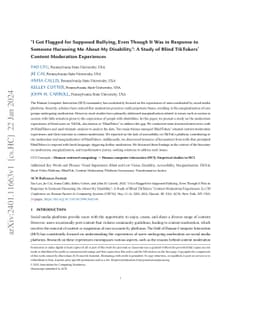 "I Got Flagged for Supposed Bullying, Even Though It Was in Response to
  Someone Harassing Me About My Disability.": A Study of Blind TikTokers'
  Content Moderation Experiences