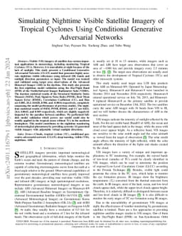 Simulating Nighttime Visible Satellite Imagery of Tropical Cyclones Using Conditional Generative Adversarial Networks