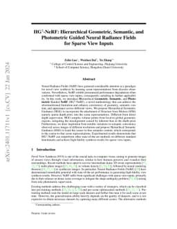 HG3-NeRF: Hierarchical Geometric, Semantic, and Photometric Guided
  Neural Radiance Fields for Sparse View Inputs