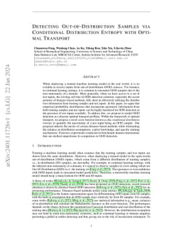 Detecting Out-of-Distribution Samples via Conditional Distribution
  Entropy with Optimal Transport