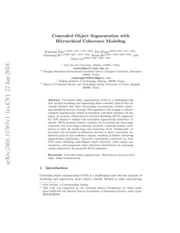 Concealed Object Segmentation with Hierarchical Coherence Modeling