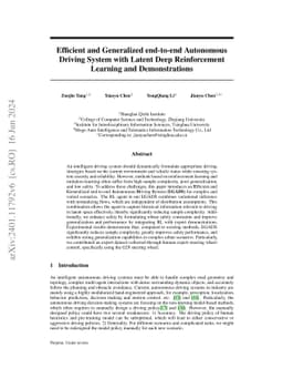Efficient and Generalized end-to-end Autonomous Driving System with
  Latent Deep Reinforcement Learning and Demonstrations