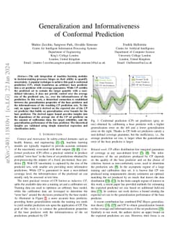 Generalization and Informativeness of Conformal Prediction