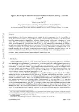 Sparse discovery of differential equations based on multi-fidelity
  Gaussian process