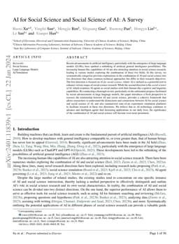 AI for social science and social science of AI: A Survey