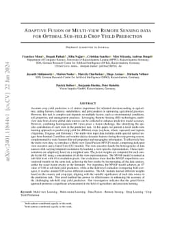 Adaptive Fusion of Multi-view Remote Sensing data for Optimal Sub-field
  Crop Yield Prediction