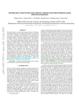 Adversarial speech for voice privacy protection from Personalized Speech
  generation