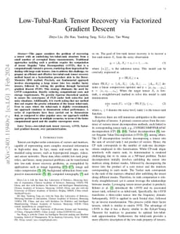 Low-Tubal-Rank Tensor Recovery via Factorized Gradient Descent