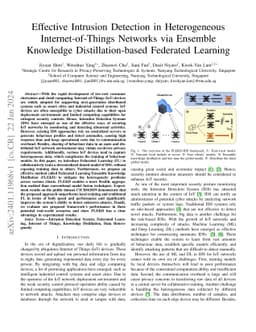 Effective Intrusion Detection in Heterogeneous Internet-of-Things
  Networks via Ensemble Knowledge Distillation-based Federated Learning