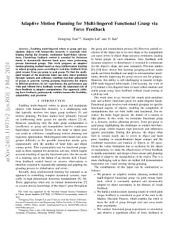 Adaptive Motion Planning for Multi-fingered Functional Grasp via Force
  Feedback