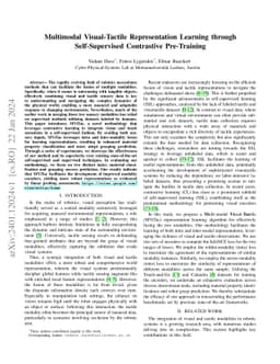 Multimodal Visual-Tactile Representation Learning through
  Self-Supervised Contrastive Pre-Training