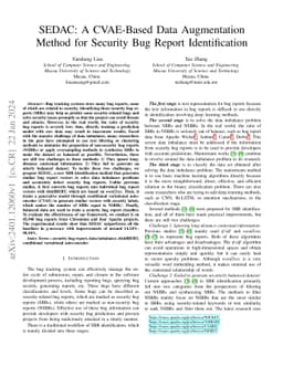 SEDAC: A CVAE-Based Data Augmentation Method for Security Bug Report
  Identification