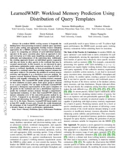 LearnedWMP: Workload Memory Prediction Using Distribution of Query
  Templates