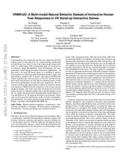 VRMN-bD: A Multi-modal Natural Behavior Dataset of Immersive Human Fear
  Responses in VR Stand-up Interactive Games