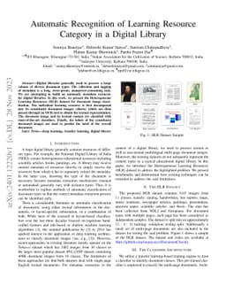 Automatic Recognition of Learning Resource Category in a Digital Library