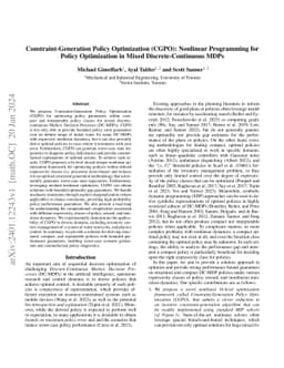 Constraint-Generation Policy Optimization (CGPO): Nonlinear Programming for Policy Optimization in Mixed Discrete-Continuous MDPs