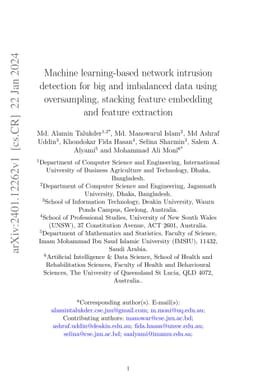 Machine learning-based network intrusion detection for big and
  imbalanced data using oversampling, stacking feature embedding and feature
  extraction