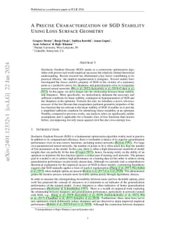 A Precise Characterization of SGD Stability Using Loss Surface Geometry