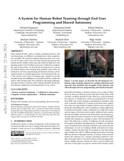 A System for Human-Robot Teaming through End-User Programming and Shared
  Autonomy