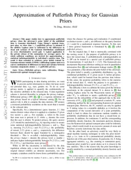 Approximation of Pufferfish Privacy for Gaussian Priors