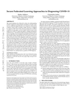 Secure Federated Learning Approaches to Diagnosing COVID-19