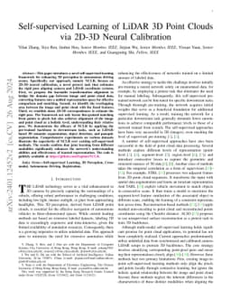 Self-supervised Learning of LiDAR 3D Point Clouds via 2D-3D Neural Calibration