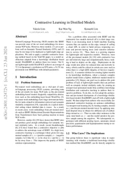 Contrastive Learning in Distilled Models